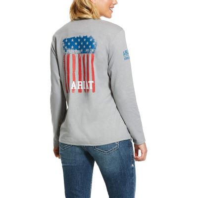 Ariat Work: FR Americana Graphic Camisetas Mujer - Plateadas (RSVWN1047)